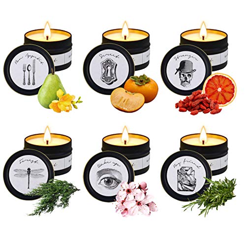 Candles, Scented Candle for Home Scented Rich Aromatherapy Candles for Women Stress Relief, Portable Soy Candles for Travel Jar Candles for Birthday Gift Idea for Girl Women( 6 Pack )