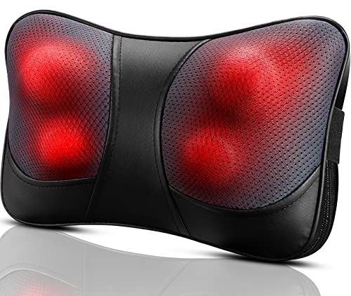 VIKTOR JURGEN Shiatsu Back and Neck Massager, Deep Tissue Kneading Neck Massage Pillow with Heat for Full Body Muscle, Shoulder, Foot at Home, Car, Office, Relaxation Gifts for Men, Women