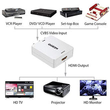 Load image into Gallery viewer, RCA to HDMI Converter, AV to HDMI Converter Adapter, QGECEN Mini Composite CVBS Video Audio Converter Adapter for Camera DVD VHS VCR STB PSP Xbox PS2 WII Gamecube to New HDTV Monitor or Projector
