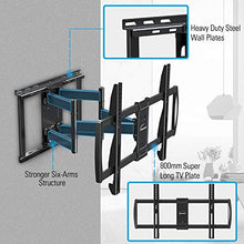 Load image into Gallery viewer, MOUNTUP TV Wall Mount, Full Motion TV Mounts for Most 47 to 90 Inch Flat Curved TVs Up to 154lbs, Wall Mount TV Bracket with Dual Articulating Arm, Max VESA 800x400, Fits 16&quot; to 24” Stud

