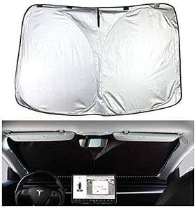 Chirano Front Windshield Sunshade & Lifting Jack Pad Specially Designed for Tesla Model 3/ Model Y