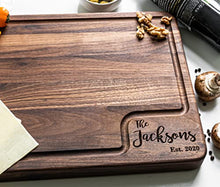Load image into Gallery viewer, Personalized Cutting Board, Custom Wood Cutting Board, USA Handmade, Wedding Gifts, Anniversary Gift, Couples Gift
