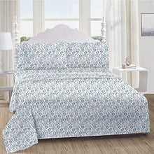 Load image into Gallery viewer, Softan King Bed Sheet Set, 4 PC Green Leaves Printed Brushed Microfiber Elegant Bedding Set, 1 Flat Sheet,1 Deep Pocket Fitted Sheet, and 2 Pillow Cases, Breathable &amp; Silky Soft Feeling Sheets
