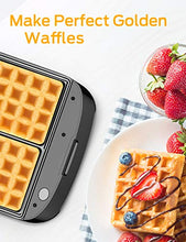 Load image into Gallery viewer, Elechomes Belgian Waffle Maker with Removable Plates, Easy to Use and Dishwasher Safe, Non-Stick, 2-Slices, Cord-Storage, Premium Stainless Steel
