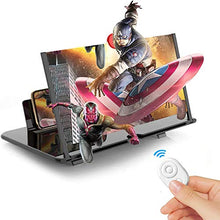 Load image into Gallery viewer, Phone Screen Magnifier 12&quot; Screen Magnifier for Cell Phone Smart Phone Screen Magnifier, 3D HD Mobile Phone Screen Magnifier for Movies,Videos Phone Stand with Screen Amplifier for All Phones+Remote
