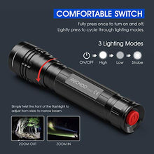 Load image into Gallery viewer, High-Powered LED Flashlight S2000, RECHOO Upgraded Powerful 2000 High Lumens Flashlights with 3 Modes, Zoomable, Water Resistant Flash Light for Camping, Outdoor, Emergency, Hiking
