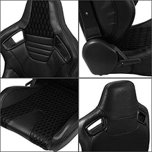Load image into Gallery viewer, ModifyStreet Pair of All Black PVC w/Suede Snake Pattern &amp; Rear Carbon Fiber Style leather Reclinable Racing Seats W/Silders
