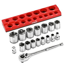 Load image into Gallery viewer, ARES 47008-18-Piece 1/2-inch Drive SAE Socket and 90-Tooth Ratchet Set with Magnetic Organizer - Sizes 3/8-Inch to 1 1/4-Inch Sockets
