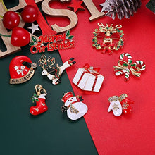 Load image into Gallery viewer, UBGICIG 9 Pieces Enamel Christmas Brooch Pins Jewelry for Women Crystal Christmas Element Pins Snowman Gift Glove Elk Christmas Hat Jewelry Pins for Xmas Decorations Christmas Costume
