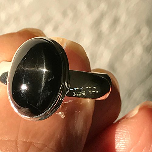 Genuine Black Star Diopside 925 Sterling Silver Engagement Ring Size 7.25, 7.75, 8, 8.5