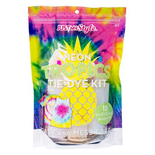 Load image into Gallery viewer, Just My Style Neon Tropics Tie-Dye Kit by Horizon Group USA, Create 15 DIY Tie Dye Projects. Kit Includes Gloves, Color Mixing Bottles, Neon Dyes, Rubber Bands + One Iron On Tropical Design
