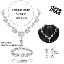 Load image into Gallery viewer, Florideco Wedding Bridal Jewelry Set for Women Rhinestone Necklace Bracelet Earrings Set Bridesmaid Crystal Jewelry
