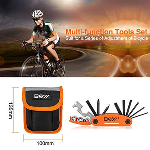 XCH Robots Bike Multitool with Tire Patch Kit - 16 in 1 Bicycle Repair kit Mechanic Emergency Repair Tool, Portable, Complete Basic Mountian Compact Professional Accessory Kits (Small)