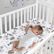 Load image into Gallery viewer, Lambs &amp; Ivy Jungle Safari Gray/Tan/White Nursery 6-Piece Baby Crib Bedding Set
