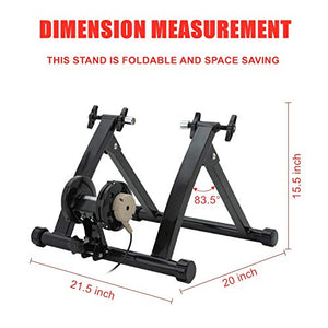 Walmann Bike Trainer Stand Portable Indoor Stationary Bicycle Exercise Magnetic Resistance with Front Wheel Riser Block and 6 Variable Speed Level, Quick Release - for Road & Mountain Bikes