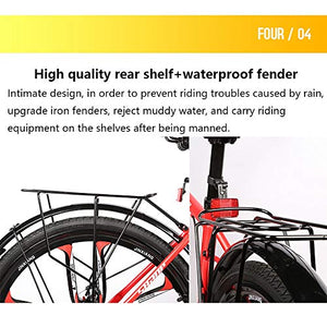 GYZLZZB Ten Knife Wheels Adult 26 Inch 21-Speed Bicycle Full Suspension Gears Dual Disc Brakes Mountain Bicycle, High-Carbon Steel Outdoors Mountain Bike with Shelves and Fenders(Red)