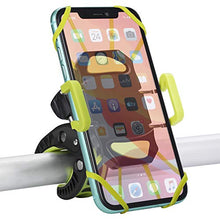 Load image into Gallery viewer, ihens5 Bike Phone Mount, Motorcycle &amp; Mountain Bike Handlebar Phone Mount Bicycle Golf Cart Stroller Cell Phone Holder with Rubber Strap 360 Degrees Rotate for iPhone X 8 7 6 6s Plus Samsung (Green)
