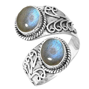 925 Sterling Silver Women Jewelry Natural Labradorite Ring Size 13