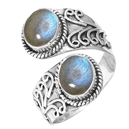 925 Sterling Silver Women Jewelry Natural Labradorite Ring Size 13