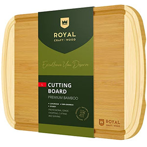 Extra Large Cutting Board - Bamboo Cutting Boards for Kitchen, Wood Chopping Boards with Juice Groove, Wooden Cutting Board for Vegetables, Fruit and Cheese | Charcuterie Serving Tray (L, 15" x 10")