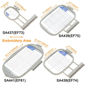 New brothread Embroidery Machine Hoop 4 in 1 Set (SA437+SA438+SA439+SA441) for Brother Innovis NQ3600D/3500D NQ1600E/1400E VE2200 4000D 1500D V7 V5 V3 VM5200/6200D BabyLock Ellegante/Aventura/Flourish
