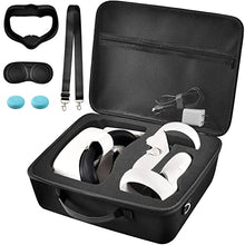 Load image into Gallery viewer, Hard Carrying Case for Oculus Quest 2 All-in-One VR Gaming Headset and Touch Controllers, Portable Travel Cover Storage Bag with Silicone Face Cover &amp; Lens Protector for Quest 2 Accessories - Black
