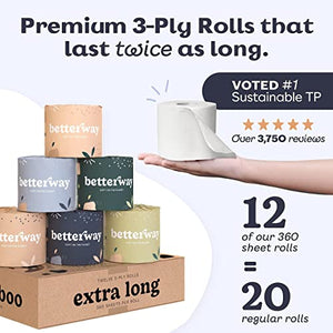 Betterway Bamboo Toilet Paper 12 Pack w/ Bidet Seat Attachment Bundle