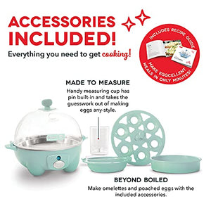 DASH Rapid Egg Cooker: 6 Egg Capacity Electric Egg Cooker for Hard Boiled Eggs, Poached Eggs, Scrambled Eggs, or Omelets with Auto Shut Off Feature - Aqua, 5.5 Inch (DEC005AQ)