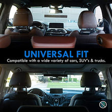 Load image into Gallery viewer, Kleantoolz Adjustable Plexiglass Car Sneeze Guard Barrier - Partition *IMPROVED For Most Vehicles, Shield For Rideshare Driver, Passengers - Microfiber Cloth, 2 Rating Cards, 2 Mask Stickers
