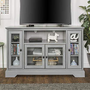 WE Furniture Traditional Wood Stand for TV's up to 56" Living Room Storage, Grey