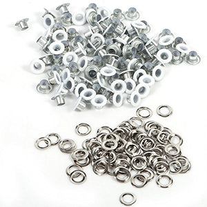 100Sets Round Metal Eyelets Scrapbooking Card Hole Leather Craft Clothe Accessory 4mm (White)