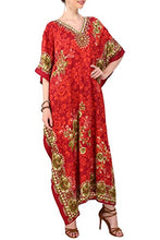 Load image into Gallery viewer, Kaftan Tunic Kimono Dress Ladies Summer Women Evening Maxi Party Plus Size 6-12,Red
