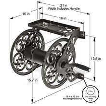 Load image into Gallery viewer, Liberty Garden Products 708 Steel Decorative Wall Mount Garden Hose Reel, Holds 125-Feet of 5/8-Inch Hose - Bronze
