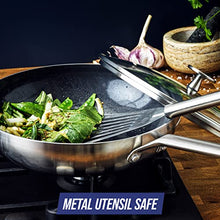 Load image into Gallery viewer, Blue Diamond Tri-Ply Stainless Steel Ceramic Nonstick Cookware Multifunction Wok/Chef's Pan with Lid, Metal Utensil, Induction and Dishwasher Safe PFAS-Free, 11", Silver
