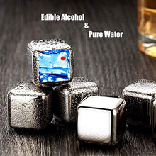 Load image into Gallery viewer, DERGUAM 8 Packs Fast-cooling 304 Stainless Steel Ice Cubes Whiskey Stones Whiskey Rocks With Nonslip Ice Tong&amp;Wine Opener&amp;Freezer Storage Tray Great for Whiskey,Wine,Beer,Juice or Soda
