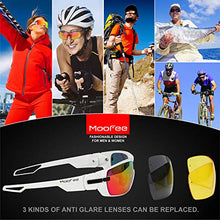Load image into Gallery viewer, Moofee Polarized Sports Sunglasses with Rotatable Legs and 3 interchangeable Lenses Outdoor Glasses for Men Women TR90 Unbreakable UV Protection Running Driving Fishing Cycling Glasses (White-Red)
