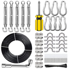 Load image into Gallery viewer, String Light Hanging Kit with 170ft Coated 304 Stainless Steel Wire Rope, Outdoor Lights Guide Wire, Turnbuckle Hooks, Light Hanging Kit, Globe String Lights Suspension Kit for Patio, Garden
