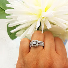 Load image into Gallery viewer, Dazzlingrock Collection 1.35 Carat (ctw) 14K Black &amp; White Diamond Split Shank Halo Engagement Ring Set, White Gold, Size 8
