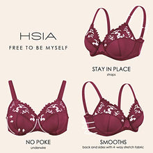Load image into Gallery viewer, HSIA Minimizer Underwire Embroidery Lace Bra Women's Unlined Full Cup Non-Padded Full Bust Bra 34C-44DDD Black
