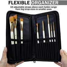 Load image into Gallery viewer, DUGATO Paint Brush Holder &amp; Organizer, Premium Black Canvas Bag, Case Brush For 15 Pcs Oil, Acrylic, Watercolor Paintbrushes, Artist Brush Carrying Case/w Pop-Up Flaps (Brush Not Included)
