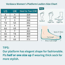 Load image into Gallery viewer, VERDASCO Platform Loafers for Women Leather Chunky Heel Lug Sole Shoes Womens Penny Loafers Comfort Slip On Round Toe Office Work Shoes Fashion Dress Shoes for Women（Black with Chain, 8）
