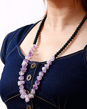 Load image into Gallery viewer, XHUUU Black Obsidian with Drusy Quartz Amethyst Crystal Long Necklaces for Women Healing Crystals and Gemstones Bead Necklace Spiritual Gifts

