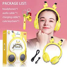 Load image into Gallery viewer, Kids Wireless Bluetooth Headphones,Cute Pikachu Over-Ear Headphones with Built-in Microphone,Wireless and Wired Headset for Phones,Tablets,PC,Laptop, for Boys Girls Toddler,Yellow
