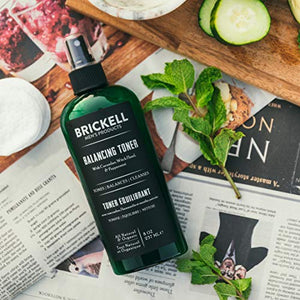 Brickell Men's Balancing Toner For Men, Natural and Organic Alcohol-Free Cucumber, Mint Facial Toner with Witch Hazel, 8 Ounce, Scented