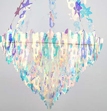 Load image into Gallery viewer, Hanging Decorations Iridescent Chandelier Shaped Foil Ceiling Hanging Ornament for Bridal Shower Wedding Birthday Frozen Theme Party Fairy Princess Rainbow Show Decoration
