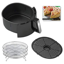 Load image into Gallery viewer, GoWISE USA GW22956 7-Quart Electric Air Fryer with Dehydrator &amp; 3 Stackable Racks, Led Digital Touchscreen with 8 Functions + Recipes, 7.0-Qt, Black/Silver
