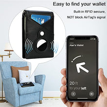 Load image into Gallery viewer, Mens Slim Bifold Wallet for AirTag with Money Clip, Minimalist Wallet with Built-in Holder Case for AirTag (Black)
