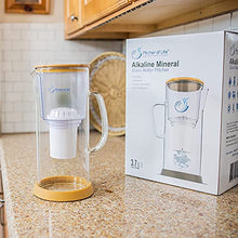 Load image into Gallery viewer, Pitcher of Life - Glass Alkaline Water Filter Pitcher with Bamboo Lid Stainless Steel Underside - Super Alkaline Water Filter Pitcher - Premium Water Purifier and Alkalizer - by LIFE IONIZER
