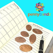 Load image into Gallery viewer, The Penny Journal by Pennybandz Holds 146 Coins The Ultimate Souvenir Penny Collecting Book for Your Coin Collection Holds 128 Pressed Pennies and 18 Pressed Quarters or Nickels (Groovy Tie Dye)
