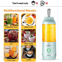 Load image into Gallery viewer, Portable Personal Blenders for Shakes and Smoothies, USB Rechargeable Mini Smoothie Blenders for Kitchen Small Handheld Blenders Juicer Cup with 11.84oz BPA Free Travel Sports Bottle and Lid
